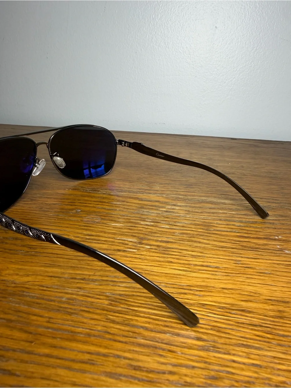 Vintage CARTIER Black Jaguar Gray Arms Sunglasses No Case.